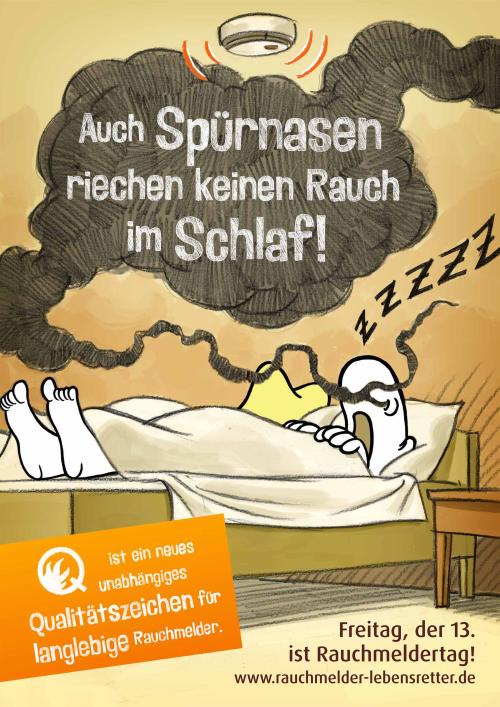 Plakatmotiv: "Auch Spürnasen riechen keinen Rauch im Schlaf!"